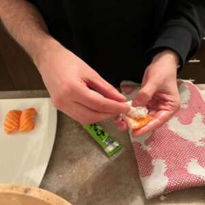 Making nigiri - salmon